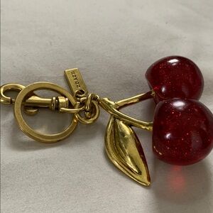 Price Firm ✅ NEW! ✨ Red Cherry 🍒 Keychain with Brushed Gold Details